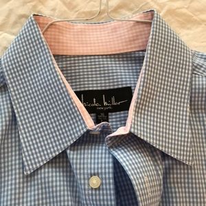 Nicole Miller Blue Check Dress Shirt